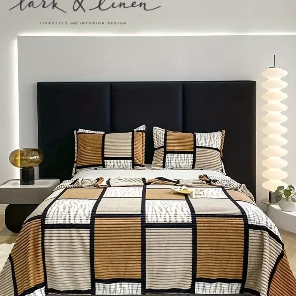 Ekose Desenli Peluş Flanel Battaniye