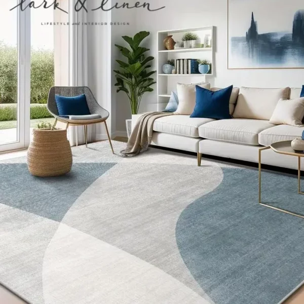 Minimalist Geometrik Desenli Kadife Halı